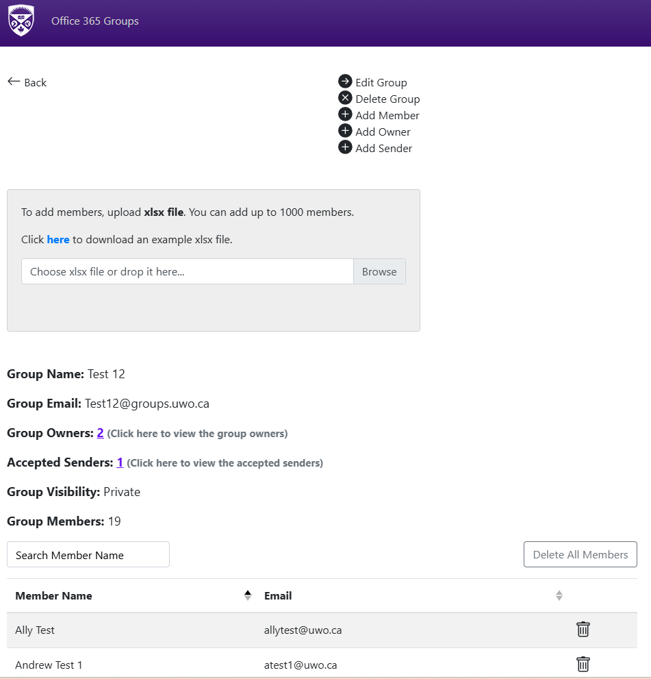 Office 365 Groups Application